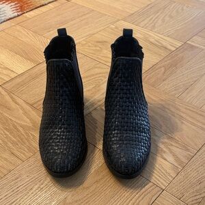 Black Woven Ankle Boots